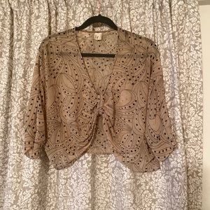 Urban Outfitters patterned sheer cropped blouse